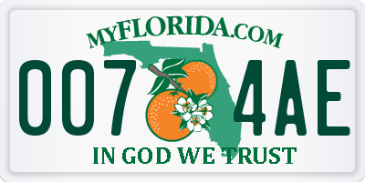 FL license plate 0074AE