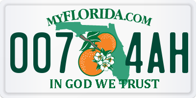 FL license plate 0074AH