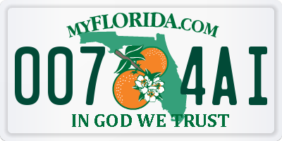 FL license plate 0074AI