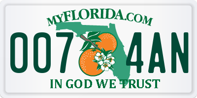FL license plate 0074AN