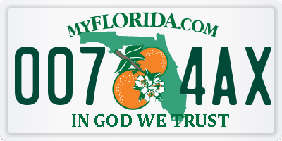 FL license plate 0074AX