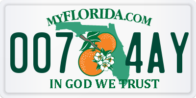 FL license plate 0074AY