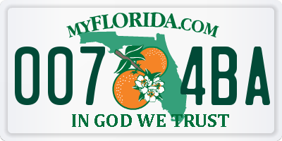 FL license plate 0074BA