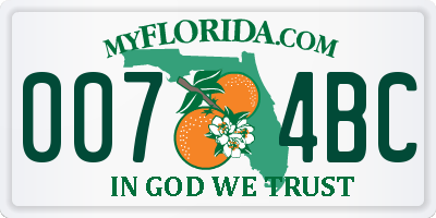 FL license plate 0074BC