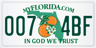 FL license plate 0074BF