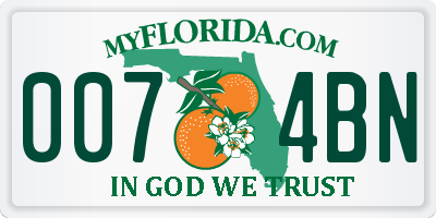 FL license plate 0074BN
