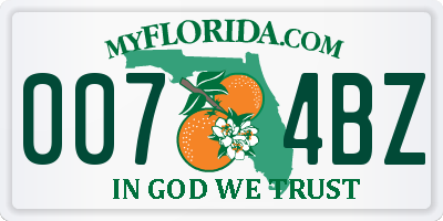 FL license plate 0074BZ