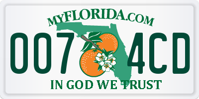 FL license plate 0074CD