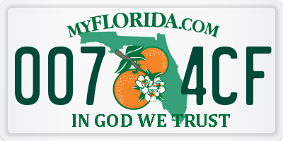 FL license plate 0074CF