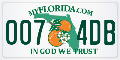 FL license plate 0074DB