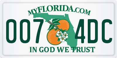 FL license plate 0074DC