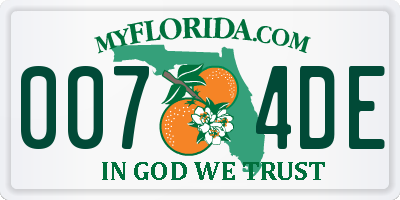 FL license plate 0074DE