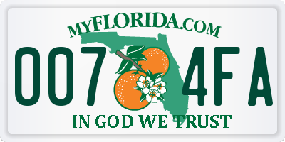 FL license plate 0074FA