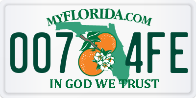 FL license plate 0074FE
