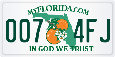 FL license plate 0074FJ