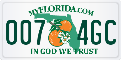FL license plate 0074GC