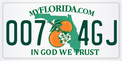 FL license plate 0074GJ