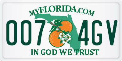 FL license plate 0074GV