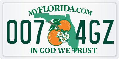 FL license plate 0074GZ