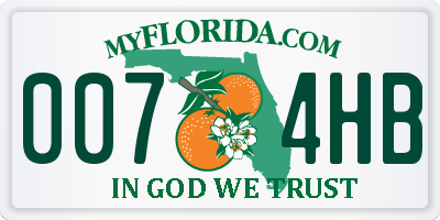 FL license plate 0074HB
