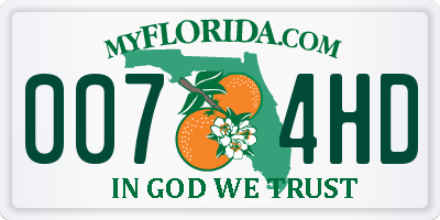 FL license plate 0074HD