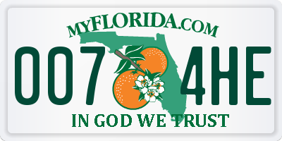 FL license plate 0074HE