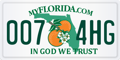 FL license plate 0074HG