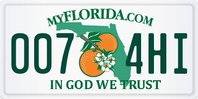 FL license plate 0074HI