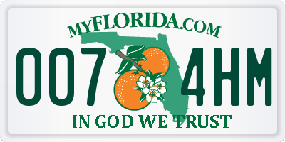 FL license plate 0074HM