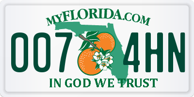 FL license plate 0074HN