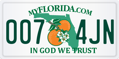 FL license plate 0074JN