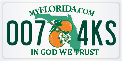 FL license plate 0074KS