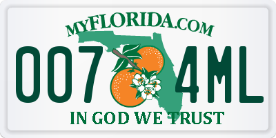 FL license plate 0074ML