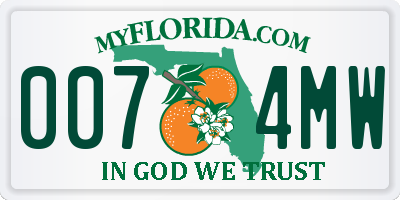 FL license plate 0074MW