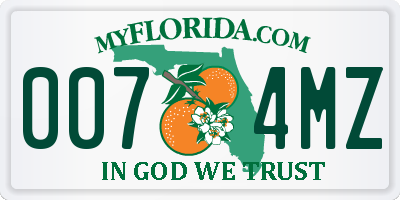 FL license plate 0074MZ