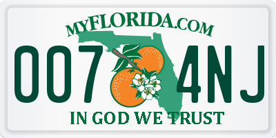 FL license plate 0074NJ