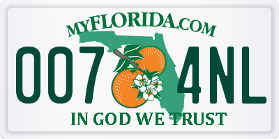 FL license plate 0074NL