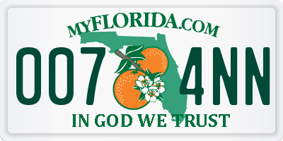 FL license plate 0074NN