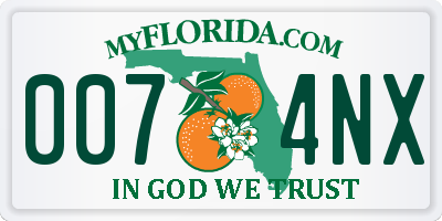 FL license plate 0074NX