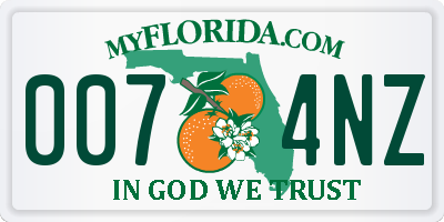 FL license plate 0074NZ