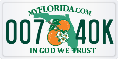 FL license plate 0074OK