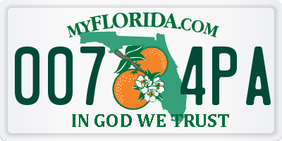 FL license plate 0074PA