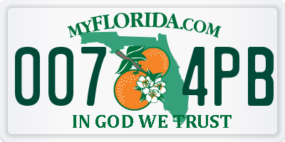 FL license plate 0074PB