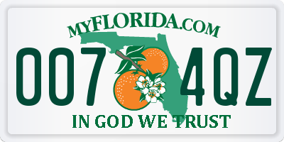 FL license plate 0074QZ