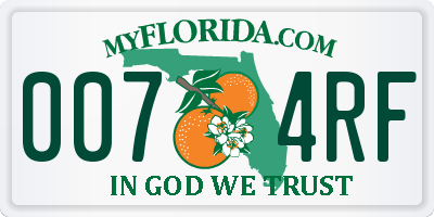 FL license plate 0074RF