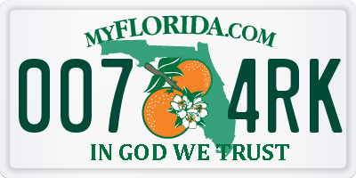 FL license plate 0074RK