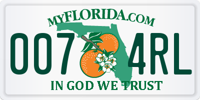 FL license plate 0074RL