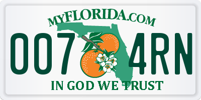 FL license plate 0074RN