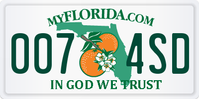 FL license plate 0074SD