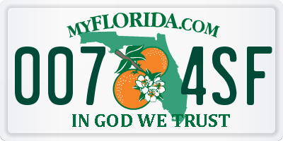 FL license plate 0074SF